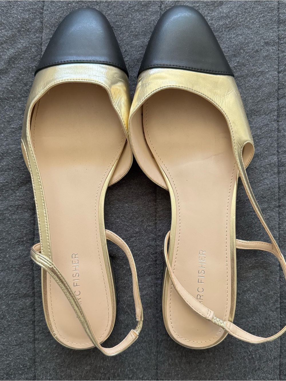 Marc Fisher Metalic Cap Toe Slingbacks 9.5